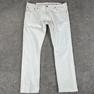 Polo Ralph Lauren Jeans Mens 38x30 White Chalk Slim Straight Denim Preppy